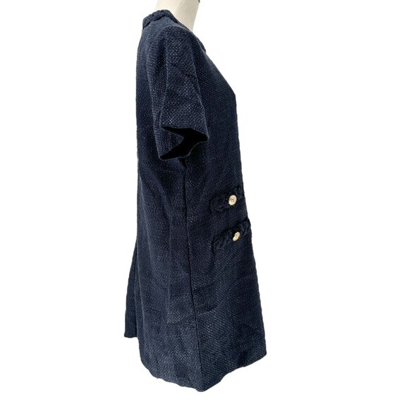 New Collection Dress Womens XL Navy Blue Braided Collar SS Textured Shift Dress - Picture 9 of 11